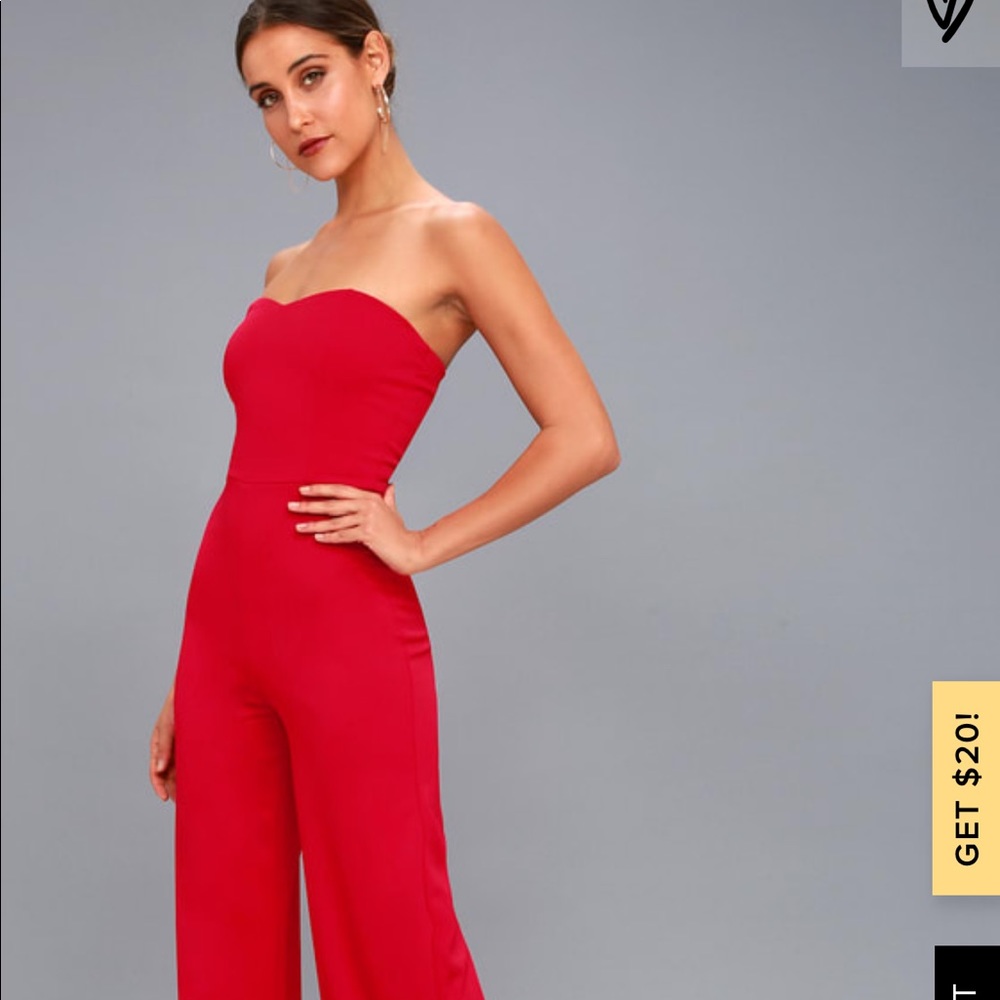 EDITH RED STRAPLESS JUMPSUIT